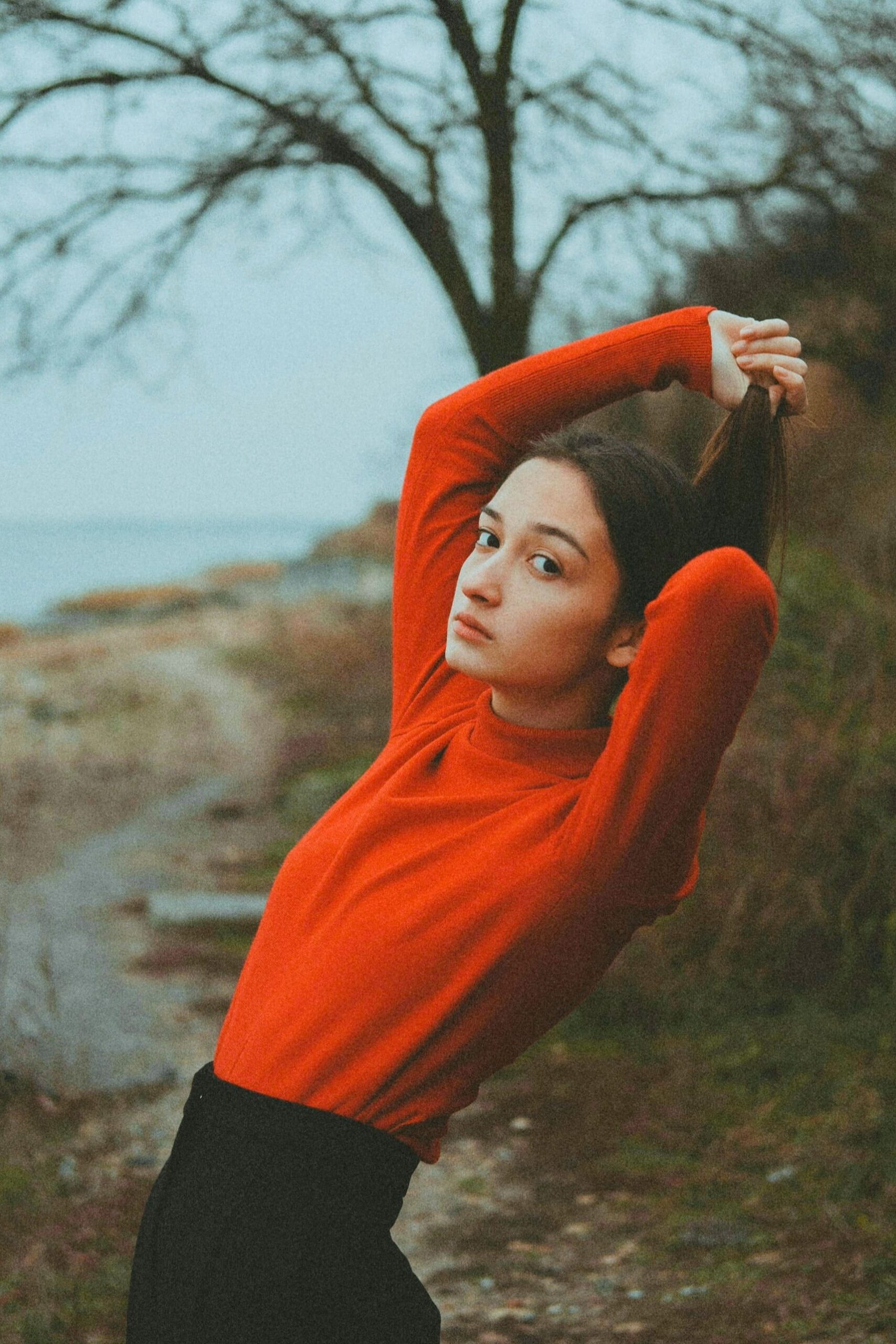 Pull col roulé chaud rouge pour femme en laine de mérinos - Etikashion