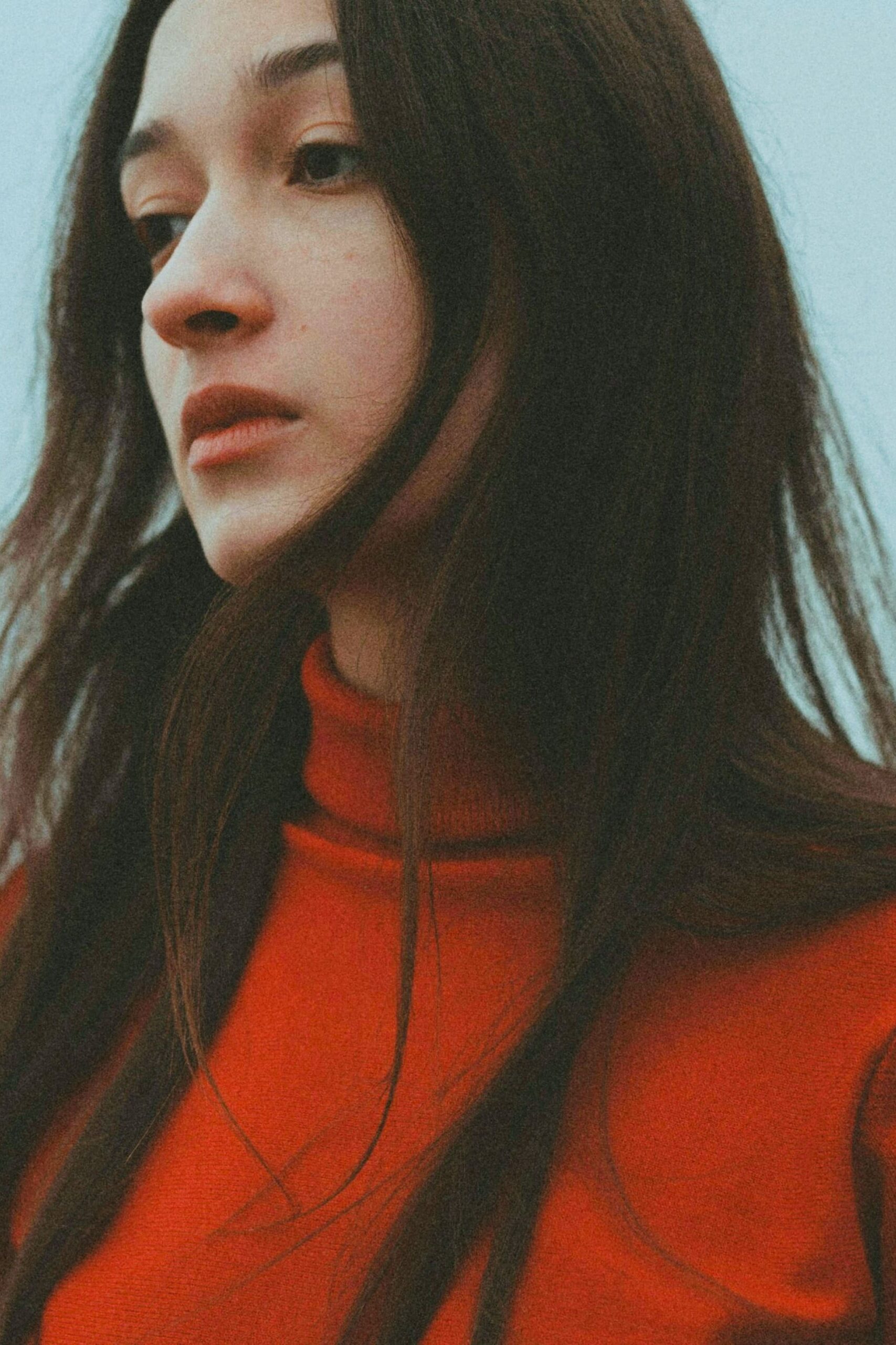 Pull col roulé chaud rouge pour femme en laine de mérinos - Etikashion