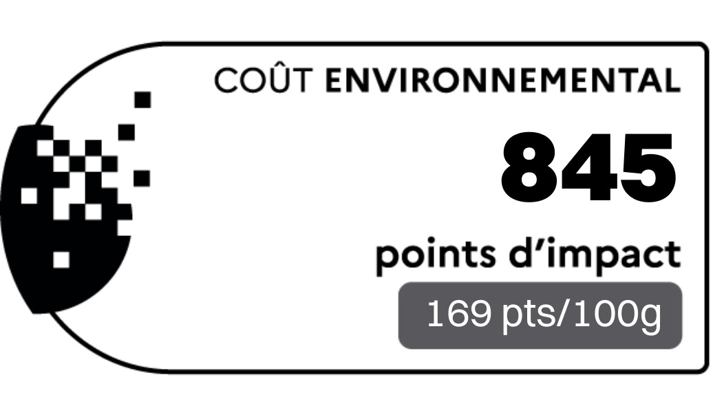 Coût environnemental : 845 points (169pts/100g)