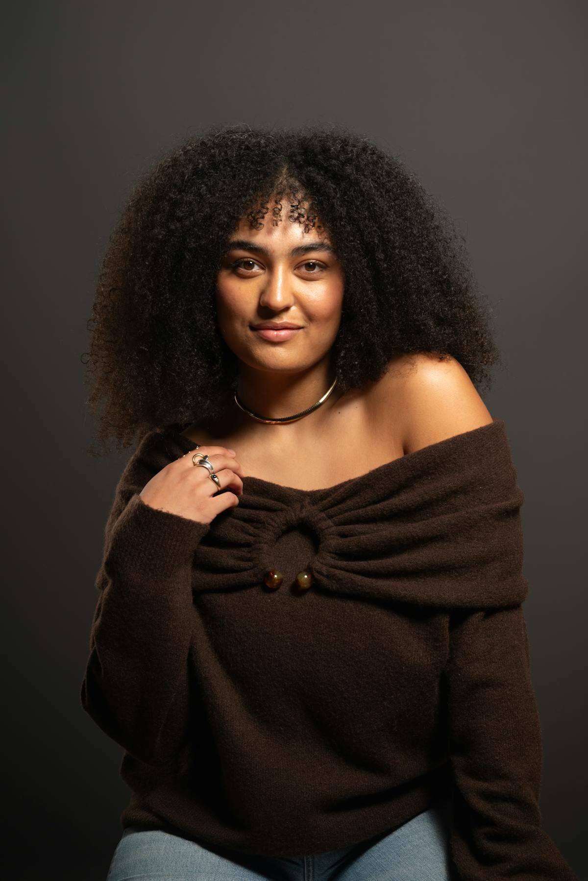 Pull col bardot marron en laine vierge - Etikashion