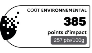 Coût environnemental : 385 points (257pts/100g)
